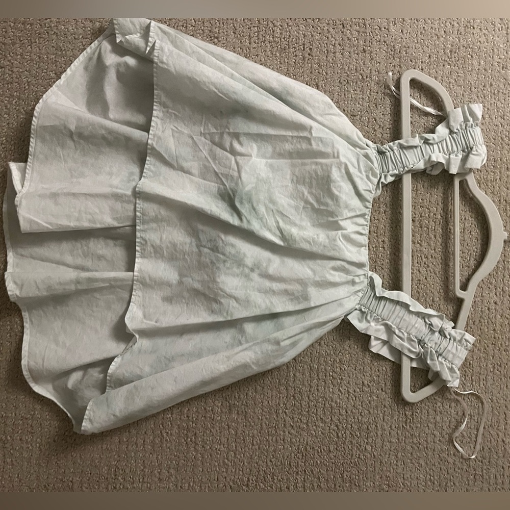 Zara green watercolor top